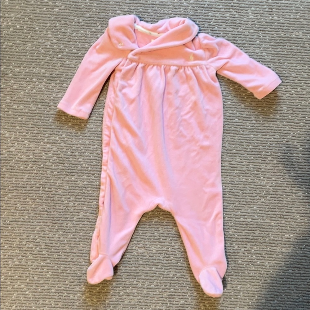 Ralph Lauren Pink Footed Outfit with Shawl Collar